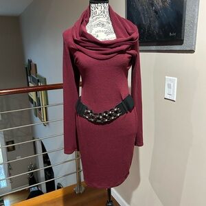 Source Unknown Burgundy Long Sleeve Dress
